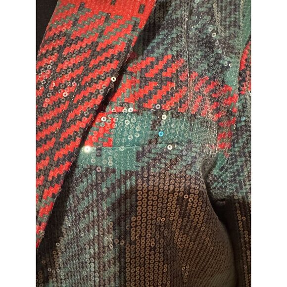 Johnny Wujek JCPenney Sequin Plaid Blazer Size M NWT Holiday Sparkle Jacket - Picture 7 of 15